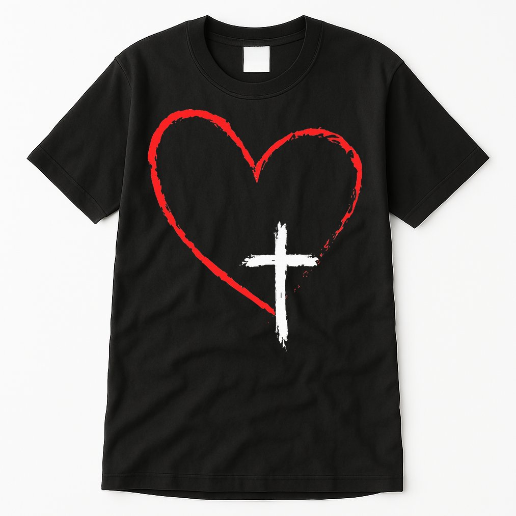 Christian Faith Love Heart Jesus God Cross Tall T-Shirt