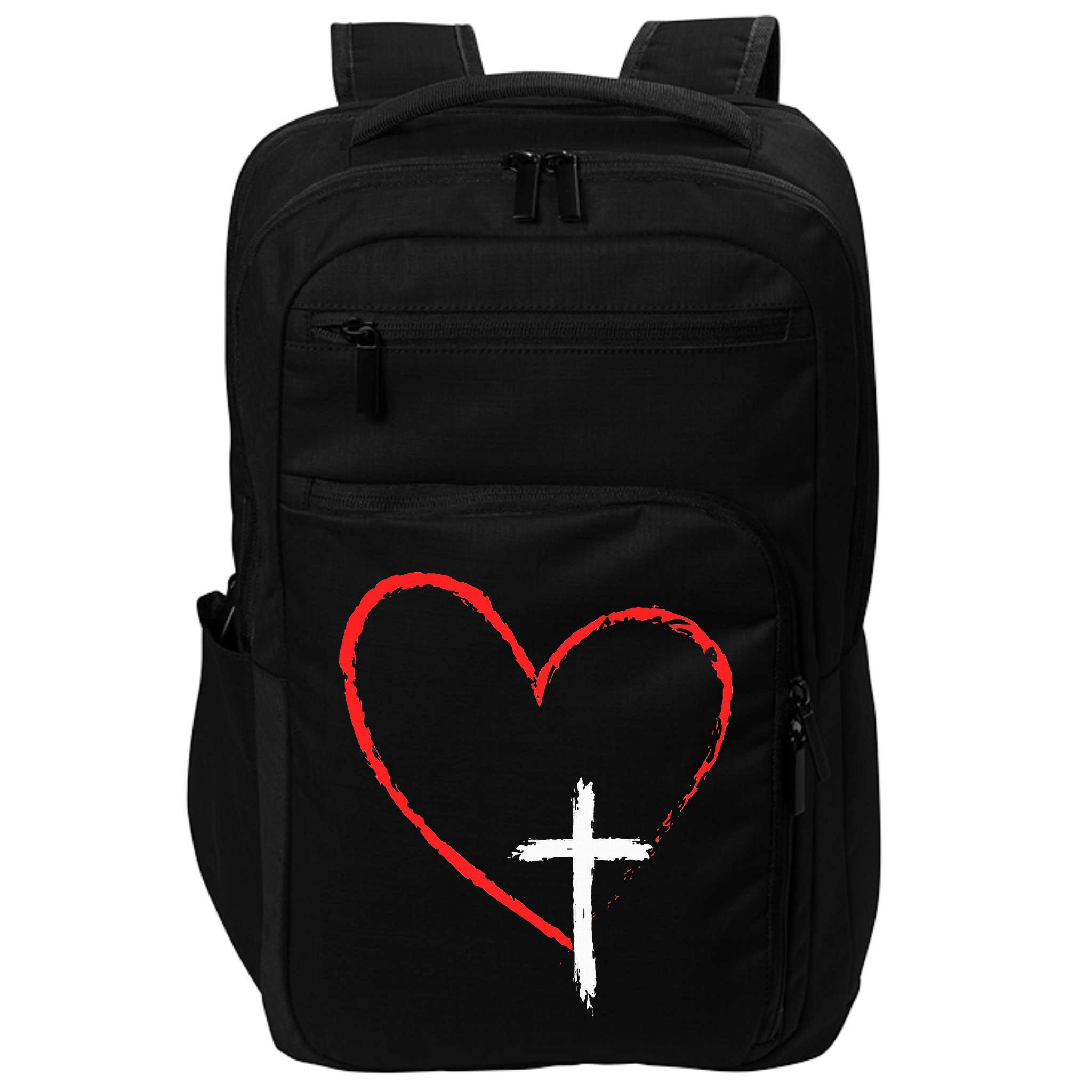 Christian Faith Love Heart Jesus God Cross Impact Tech Backpack