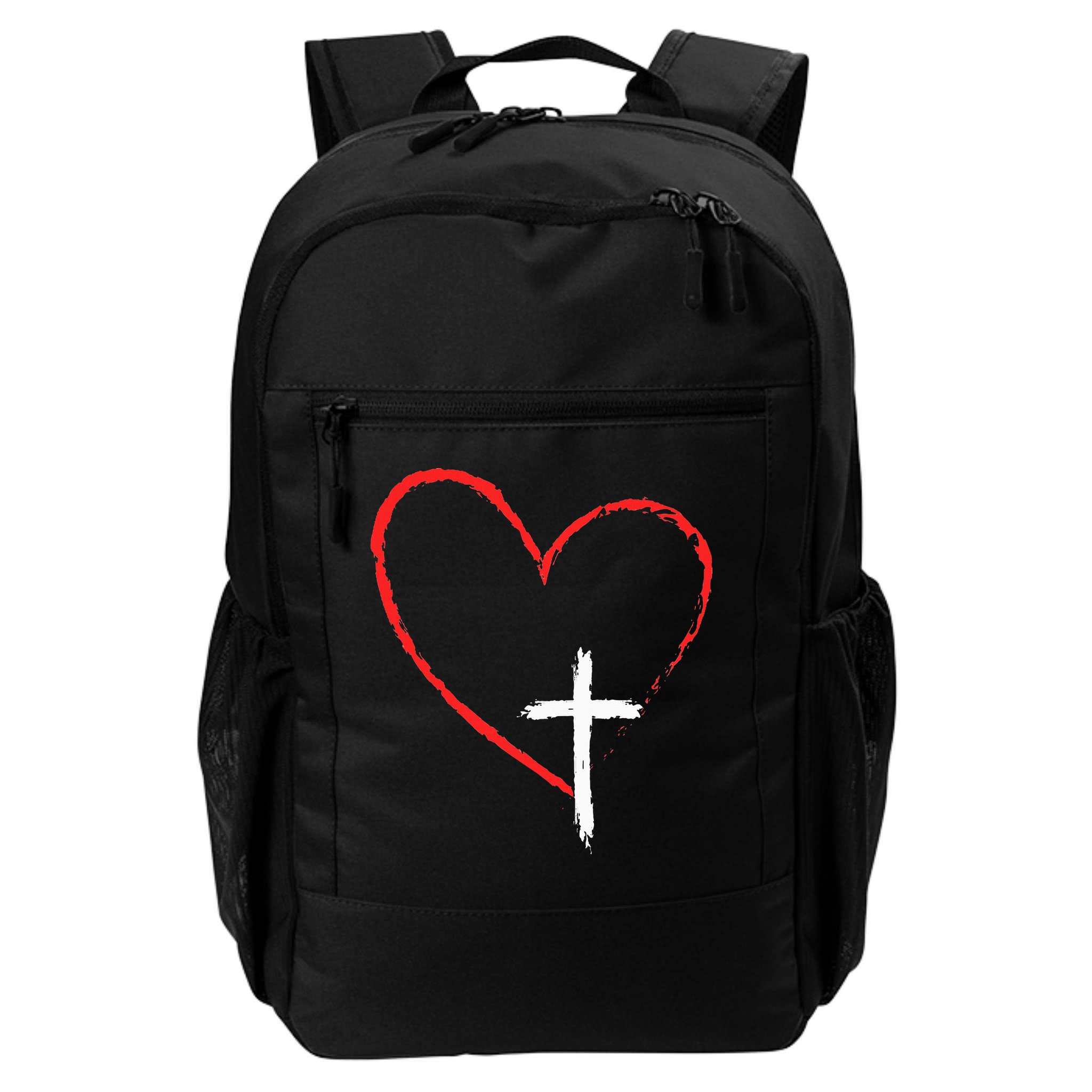 Christian Faith Love Heart Jesus God Cross Backpack