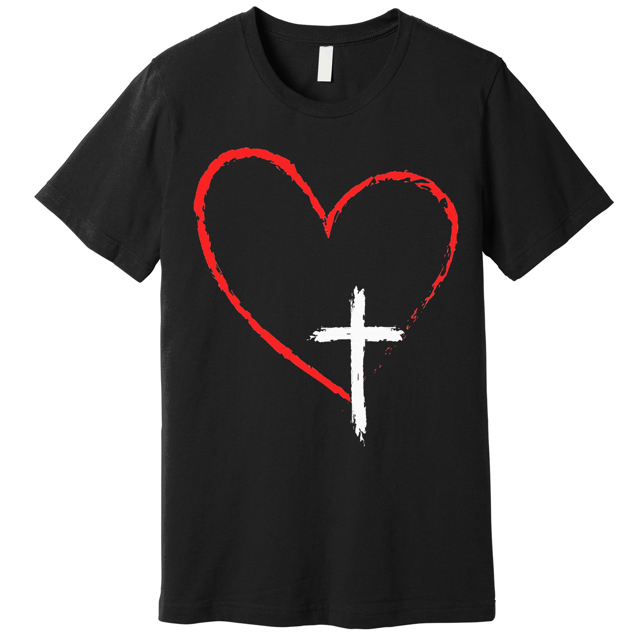 Christian Faith Love Heart Jesus God Cross Premium T-Shirt