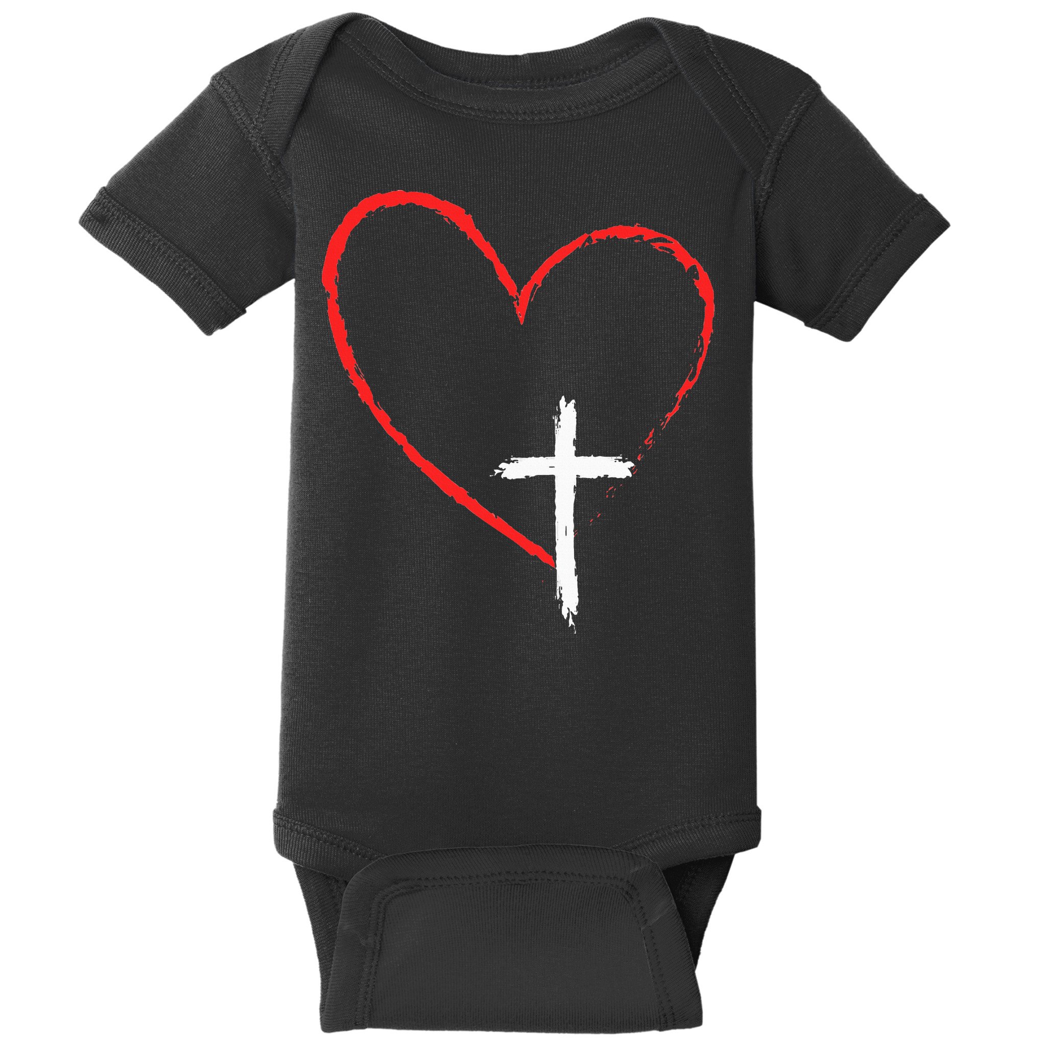 Christian Faith Love Heart Jesus God Cross Baby Bodysuit