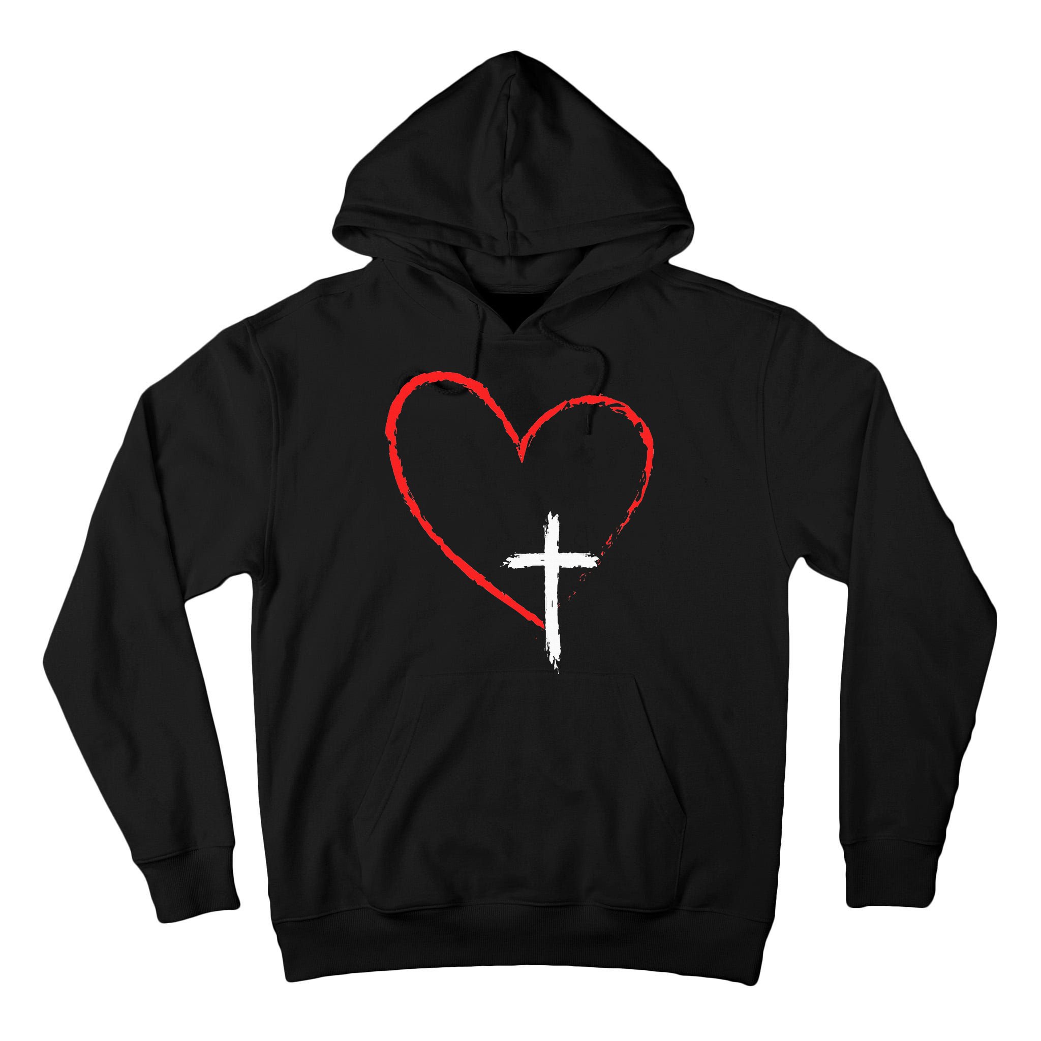Christian Faith Love Heart Jesus God Cross Tall Hoodie