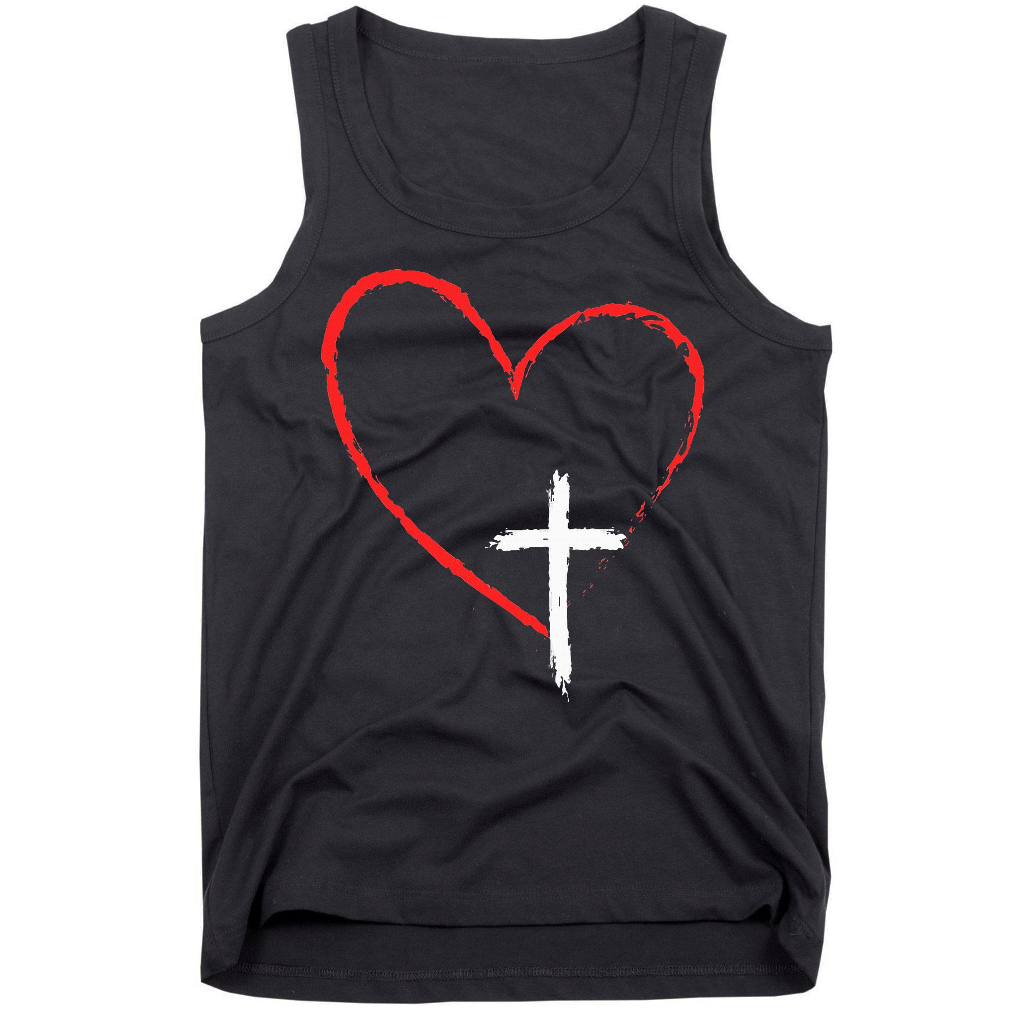 Christian Faith Love Heart Jesus God Cross Tank Top