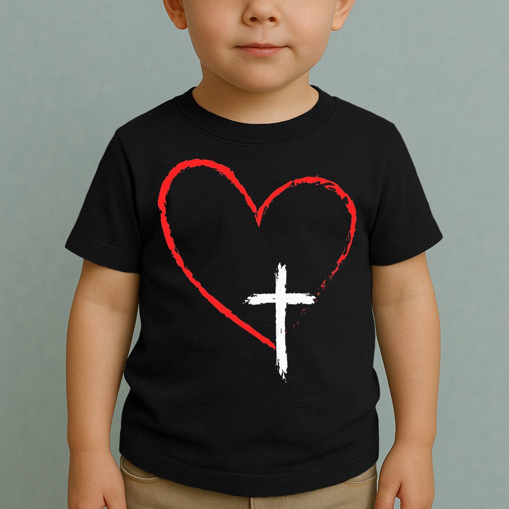 Christian Faith Love Heart Jesus God Cross Toddler T-Shirt