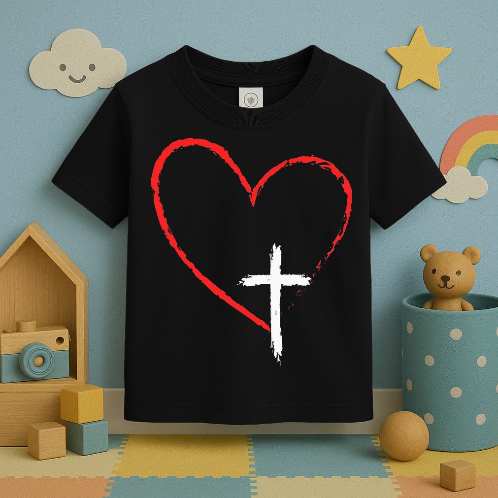 Christian Faith Love Heart Jesus God Cross Toddler T-Shirt