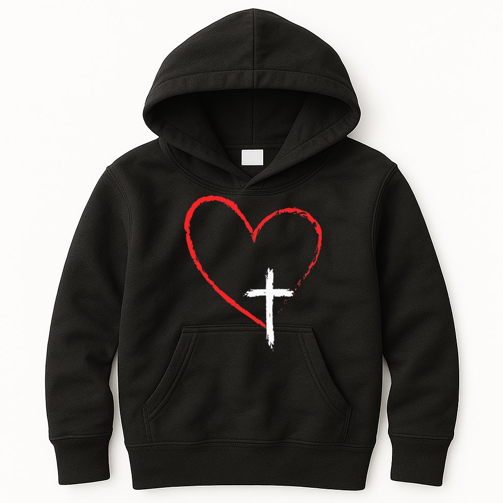 Christian Faith Love Heart Jesus God Cross Kids Hoodie