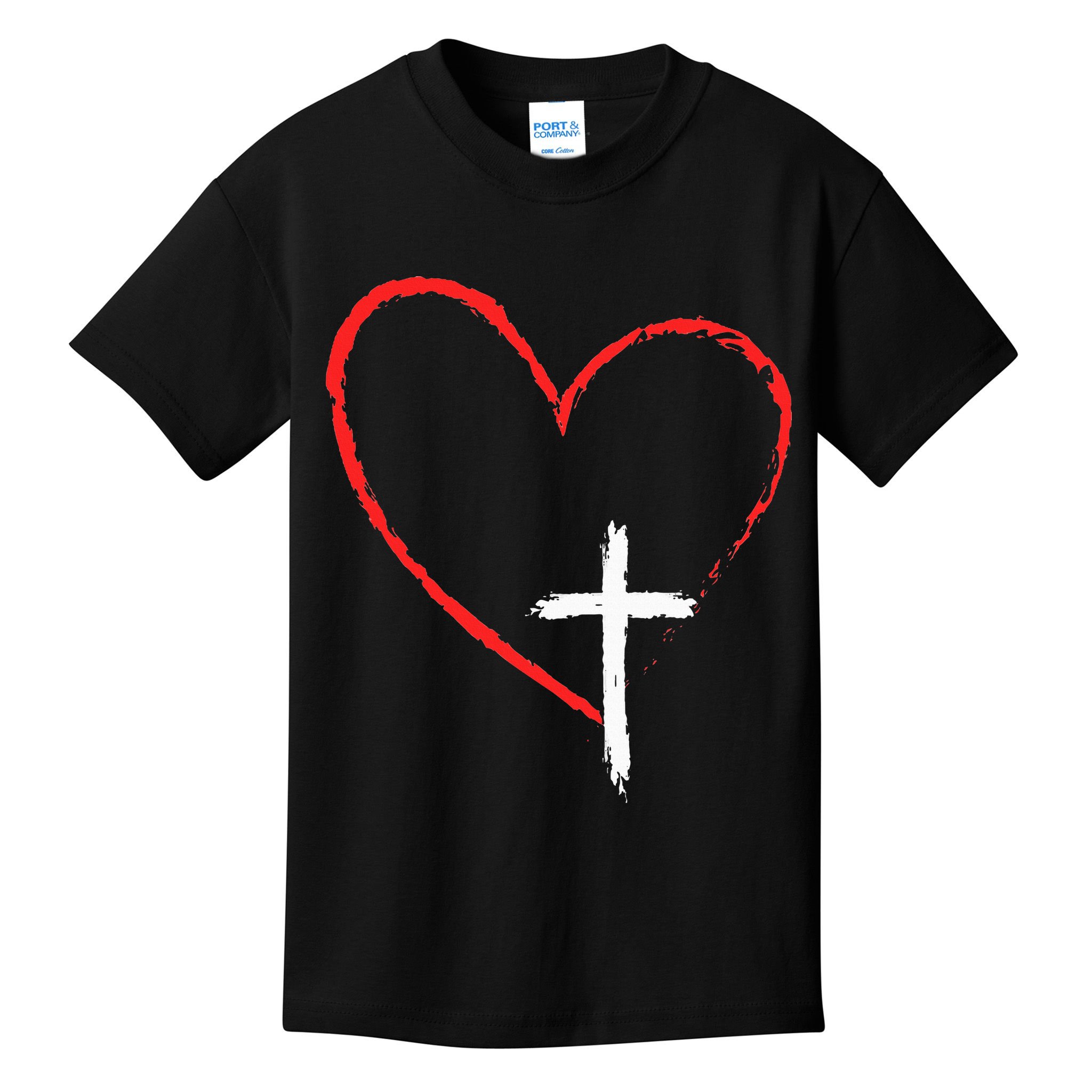 Christian Faith Love Heart Jesus God Cross Kids T-Shirt