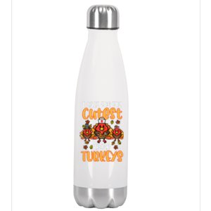 Care For Little Turkeys Nurse Fall Thanksgiving Scrub Top Gift Stainless Steel Insulated Water Bottle