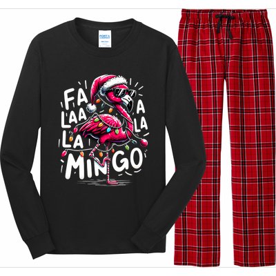 Christmas Fa La La Mingo Flamingo Xmas Gift Long Sleeve Pajama Set