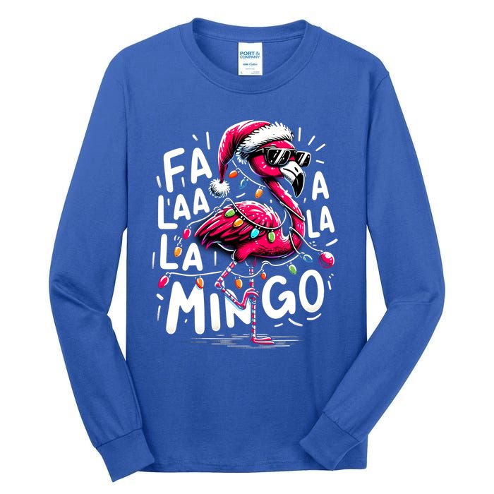 Christmas Fa La La Mingo Flamingo Xmas Gift Tall Long Sleeve T-Shirt