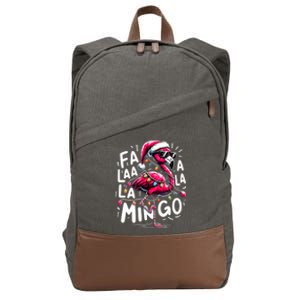 Christmas Fa La La Mingo Flamingo Xmas Gift Cotton Canvas Backpack