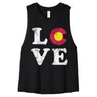 Colorado Flag Love Women's Racerback Cropped Tank