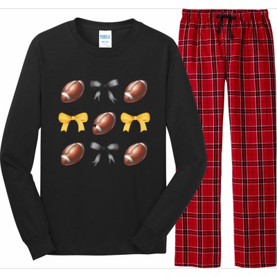 Coquette Football Lover Funny Sport football  Long Sleeve Pajama Set