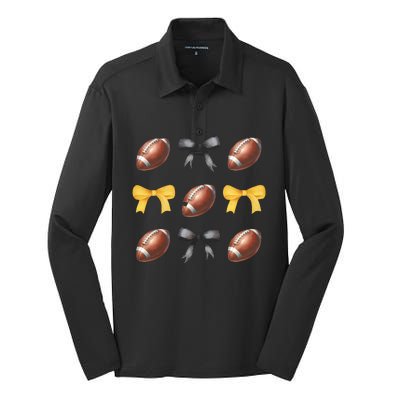 Coquette Football Lover Funny Sport football  Silk Touch Performance Long Sleeve Polo