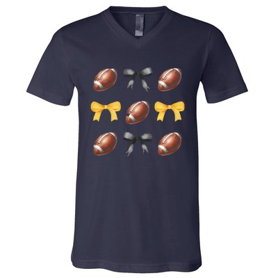 Coquette Football Lover Funny Sport football  V-Neck T-Shirt