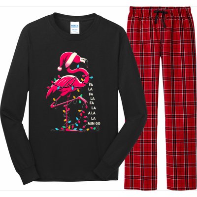 Christmas Fa La La Mingo Flamingo Xmas Gift Long Sleeve Pajama Set