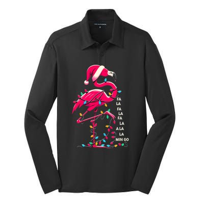 Christmas Fa La La Mingo Flamingo Xmas Gift Silk Touch Performance Long Sleeve Polo