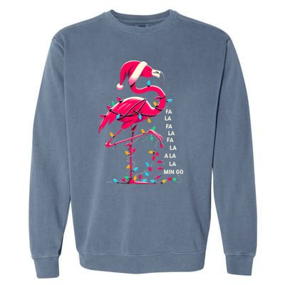 Christmas Fa La La Mingo Flamingo Xmas Gift Garment-Dyed Sweatshirt