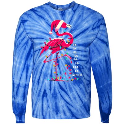 Christmas Fa La La Mingo Flamingo Xmas Gift Tie-Dye Long Sleeve Shirt