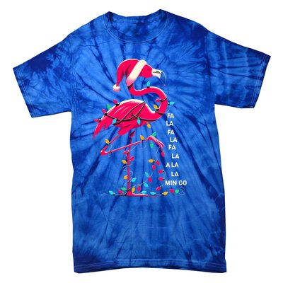 Christmas Fa La La Mingo Flamingo Xmas Gift Tie-Dye T-Shirt