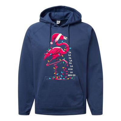 Christmas Fa La La Mingo Flamingo Xmas Gift Performance Fleece Hoodie