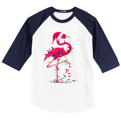 Christmas Fa La La Mingo Flamingo Xmas Gift Baseball Sleeve Shirt