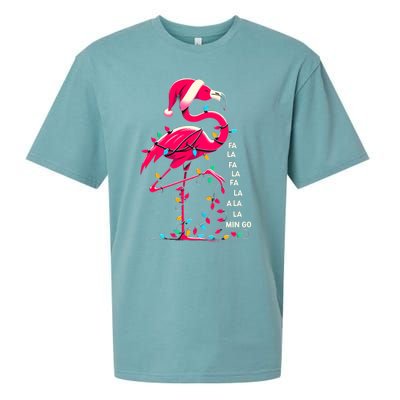 Christmas Fa La La Mingo Flamingo Xmas Gift Sueded Cloud Jersey T-Shirt