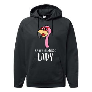 Crazy Flamingo Lady Cute Flamingo Performance Fleece Hoodie