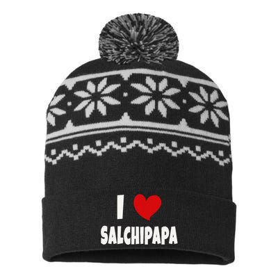 Colombian Food Lover Colombia I Love Salchipapa USA-Made Snowflake Beanie