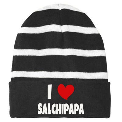 Colombian Food Lover Colombia I Love Salchipapa Striped Beanie with Solid Band