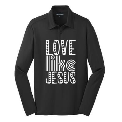 Christian Faith Love Like Jesus Gift Silk Touch Performance Long Sleeve Polo