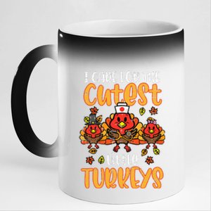 Care For Little Turkeys Nurse Fall Thanksgiving Scrub Top 11oz Black Color Changing Mug