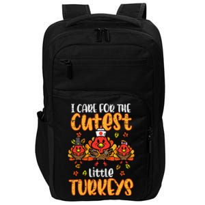 Care For Little Turkeys Nurse Fall Thanksgiving Scrub Top Impact Tech Backpack