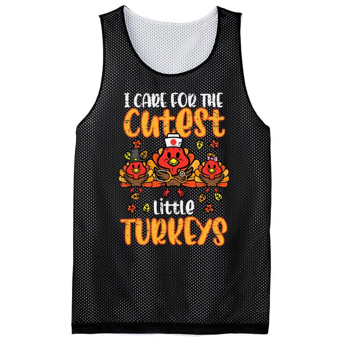 Care For Little Turkeys Nurse Fall Thanksgiving Scrub Top Mesh Reversible Basketball Jersey Tank