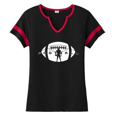 Cool Football Logo Sports Fan Ladies Halftime Notch Neck Tee