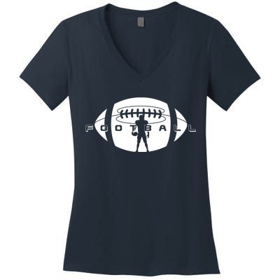 Cool Football Logo Sports Fan Women's V-Neck T-Shirt