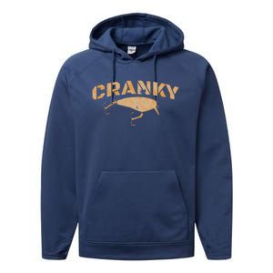 Crankbait Fishing Lure Cranky Funny Gift Ideas For Fishing Performance Fleece Hoodie