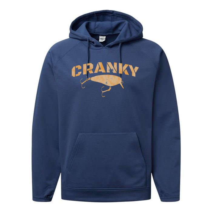 Crankbait Fishing Lure Cranky Funny Gift Ideas For Fishing Performance Fleece Hoodie