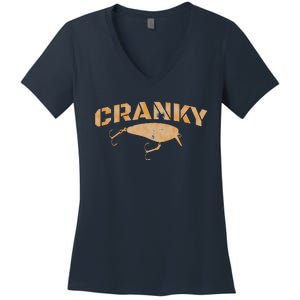 Crankbait Fishing Lure Cranky Funny Gift Ideas For Fishing Women's V-Neck T-Shirt