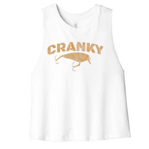 Crankbait Fishing Lure Cranky Funny Gift Ideas For Fishing Women's Racerback Cropped Tank