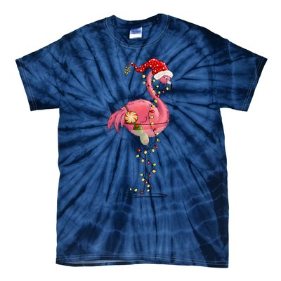 Christmas Flamingo Lights Holiday Season Tie-Dye T-Shirt