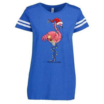 Christmas Flamingo Lights Holiday Season Enza Ladies Jersey Football T-Shirt