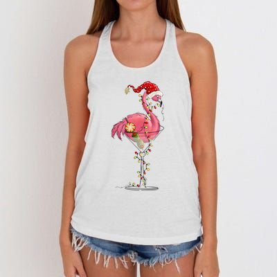 Christmas Flamingo Lights Holiday Season Women's Knotted Racerback Tank