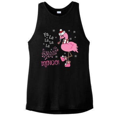 Cute Fa La La Mingo Candy Cane Christmas Flamingo Gift Ladies PosiCharge Tri-Blend Wicking Tank