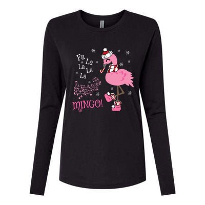 Cute Fa La La Mingo Candy Cane Christmas Flamingo Gift Womens Cotton Relaxed Long Sleeve T-Shirt