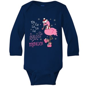 Cute Fa La La Mingo Candy Cane Christmas Flamingo Gift Baby Long Sleeve Bodysuit