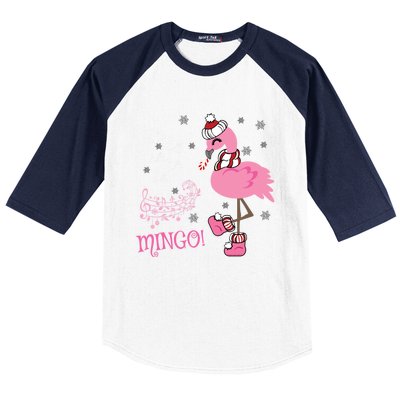 Cute Fa La La Mingo Candy Cane Christmas Flamingo Gift Baseball Sleeve Shirt