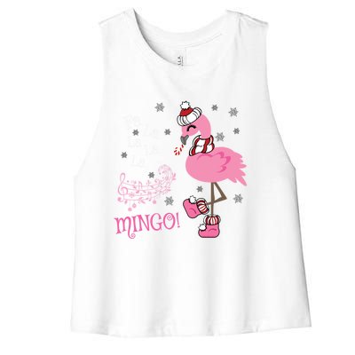 Cute Fa La La Mingo Candy Cane Christmas Flamingo Gift Women's Racerback Cropped Tank