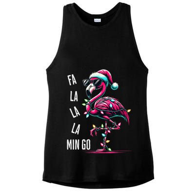 Christmas Fa La La Mingo Flamingo Xmas Gift Ladies PosiCharge Tri-Blend Wicking Tank