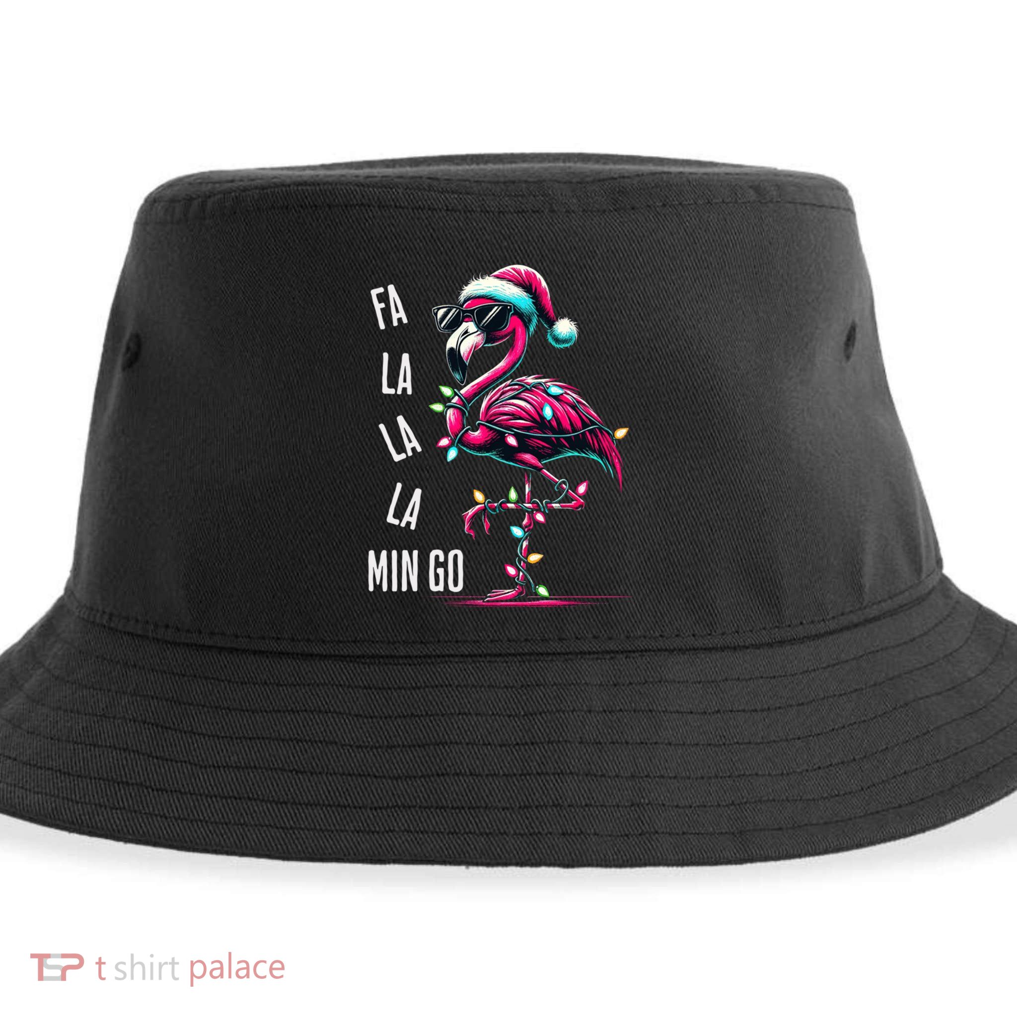 Christmas Fa La La Mingo Flamingo Xmas Gift Sustainable Bucket Hat